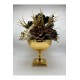 Çiçekli Kare Ayaklı Gold Dekoratif Orta Vazo, Çiçek Ve Orkide Vazosu, Çiçek Aranjmanı Kupa