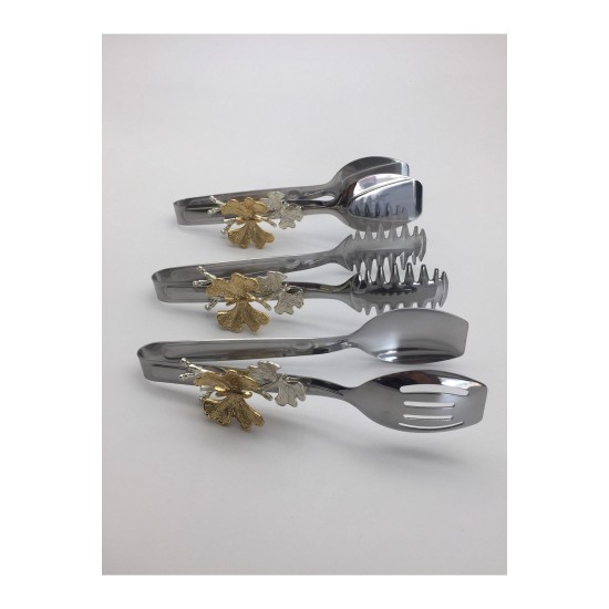 Kelebekli Gümüş Salata, Makarna ve Pasta Servis Sunum Maşası, Paslanmaz Çelik Yemek Maşa Seti